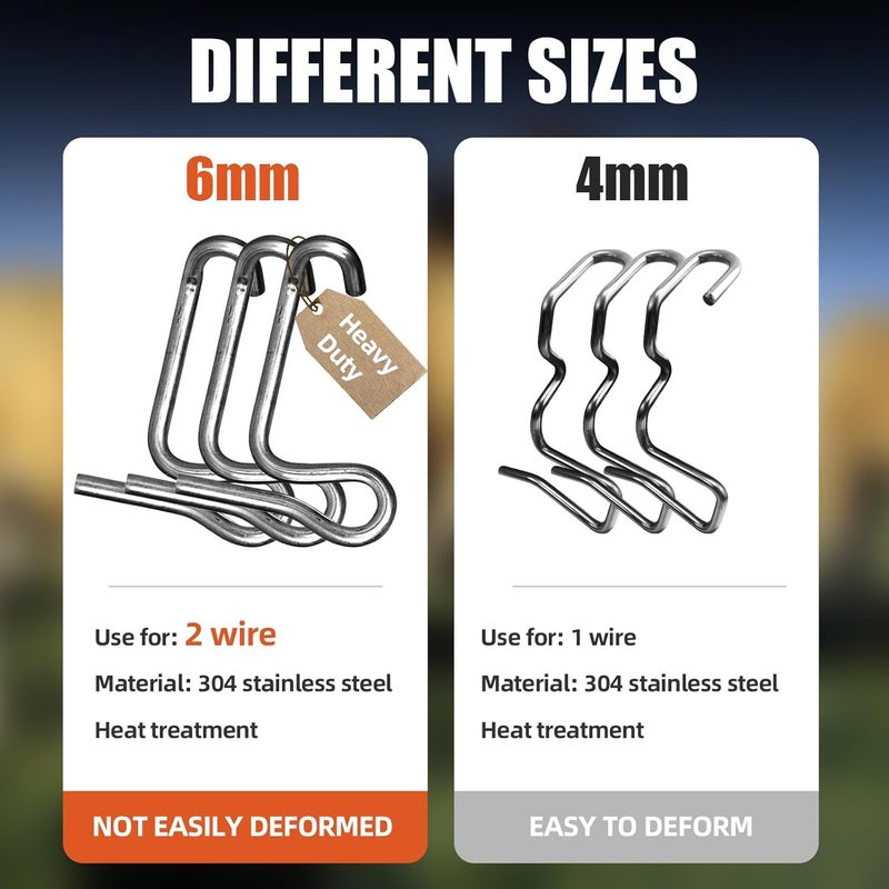 OSROENE Fence Wire Tightener, 20PCS 6mm Fence Wire Tightener Clips and 1PCS Tighteners Handle, 1/4" Barb Wire Fence Tools Wire Tensioner Tool for Wire Fence Farm Garden - Image 4